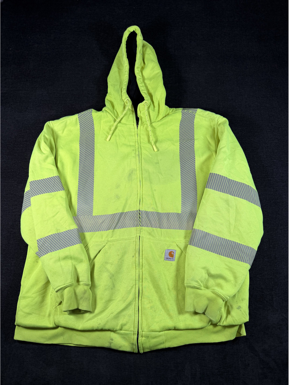Carhartt Rain Defender High-Visibility Yellow Reflective Hoodie XL Loose Fit